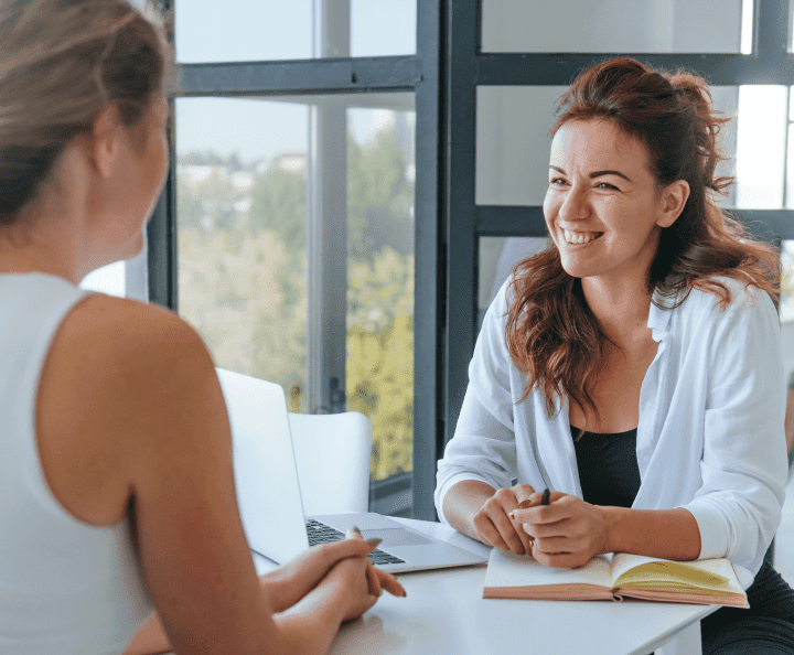 two women meeting