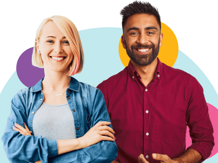 two people smiling