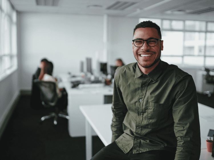 a man smiling